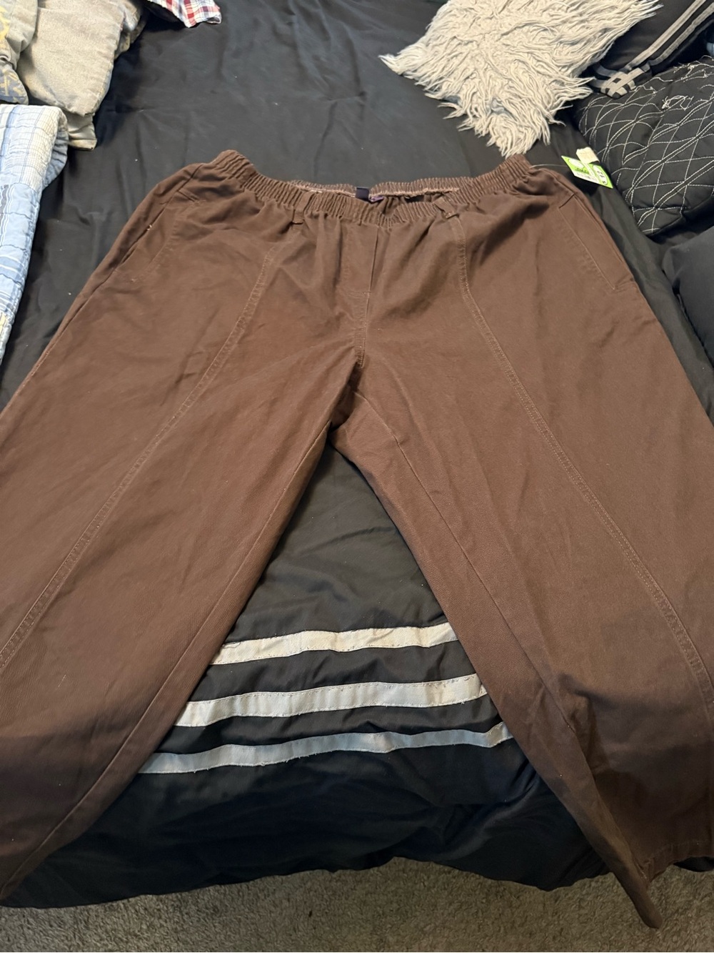 Roaman's Women's Brown Elastic-Waist Trousers